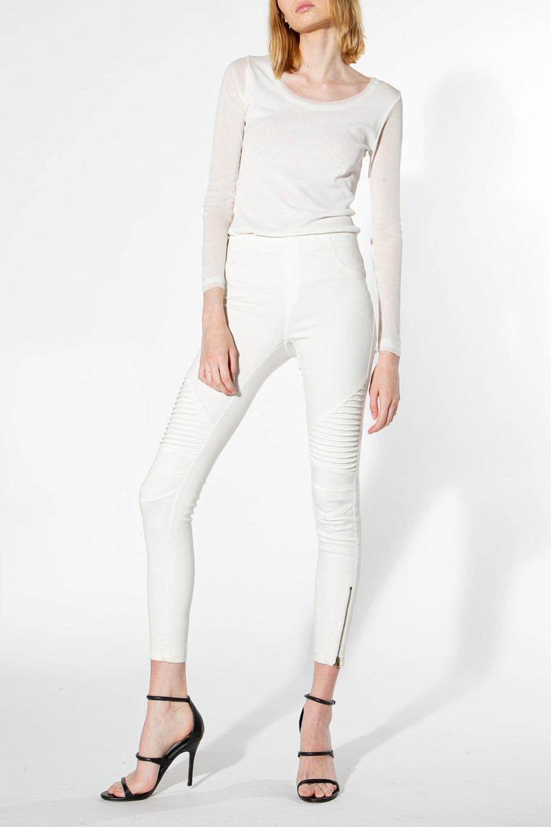 Moto Jeggings - Off White - Shop Beulah Style