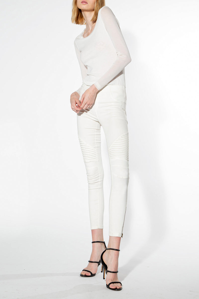 Moto Jeggings - Off White - Shop Beulah Style