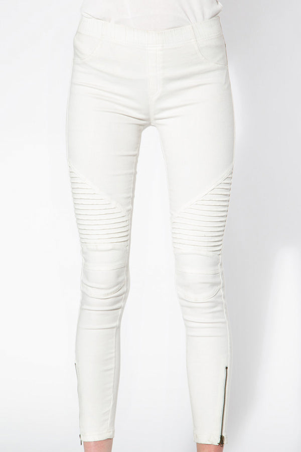 Moto Jeggings - Off White - Shop Beulah Style