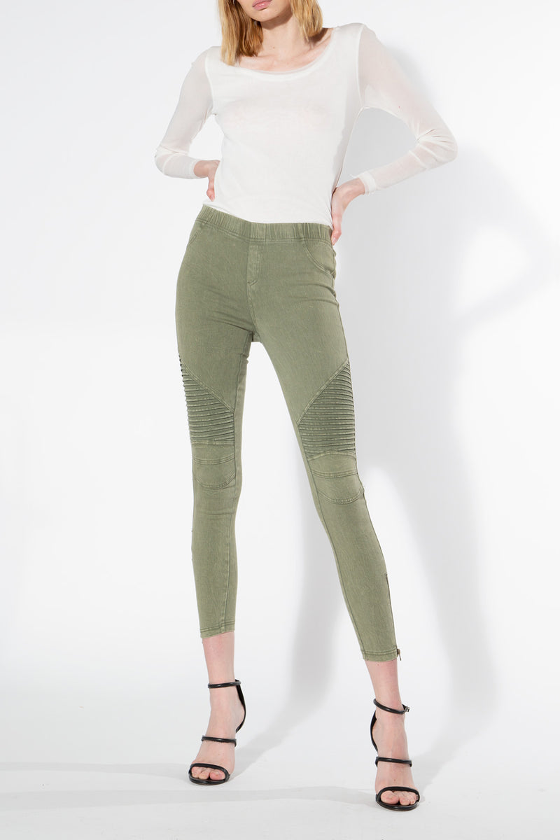 Moto Jeggings - Olive - Shop Beulah Style