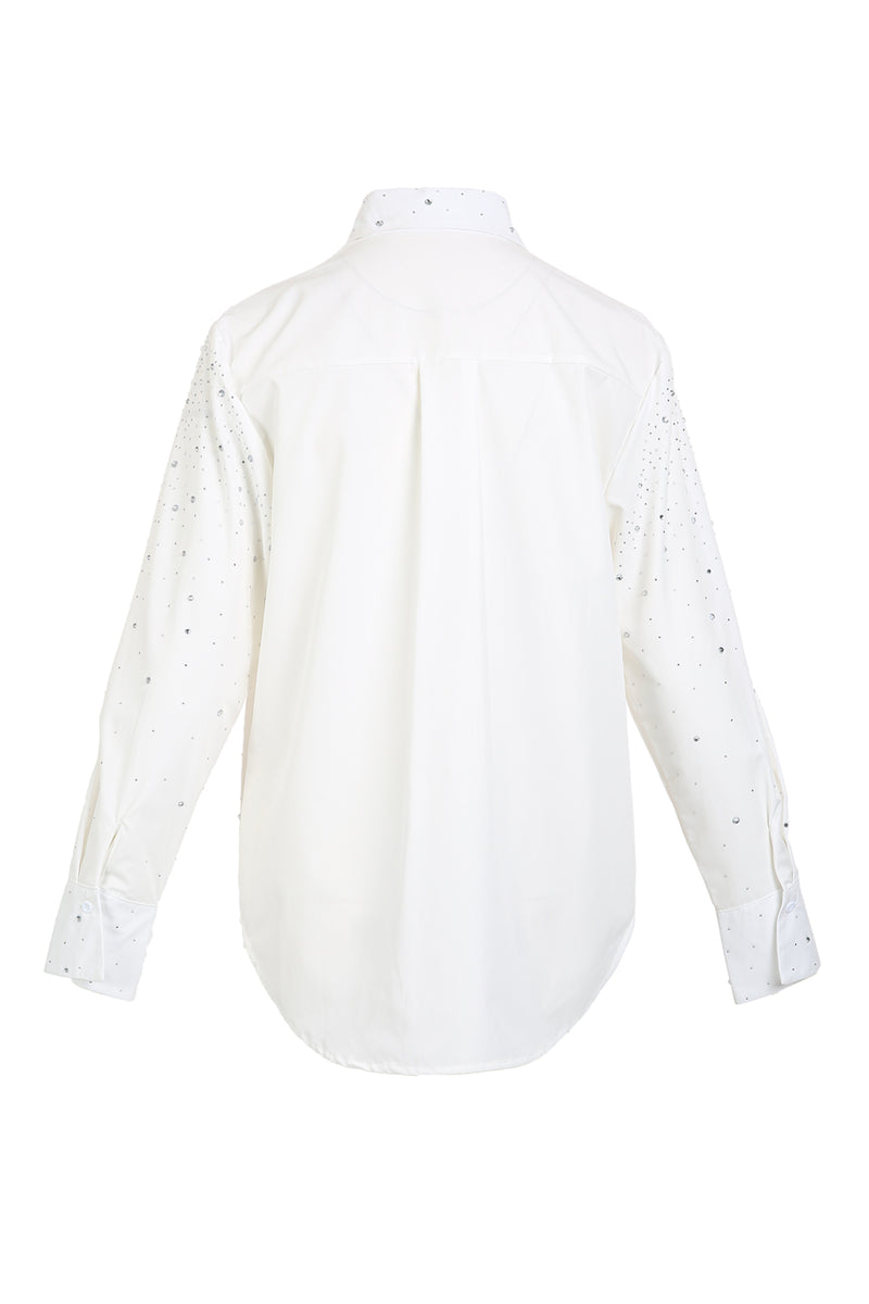 Ria Asymmetrical Collar Multi Floral Applique Embellished Blouse - Shop Beulah Style