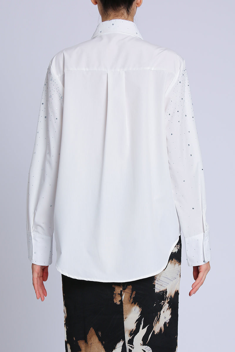 Ria Asymmetrical Collar Multi Floral Applique Embellished Blouse - Shop Beulah Style