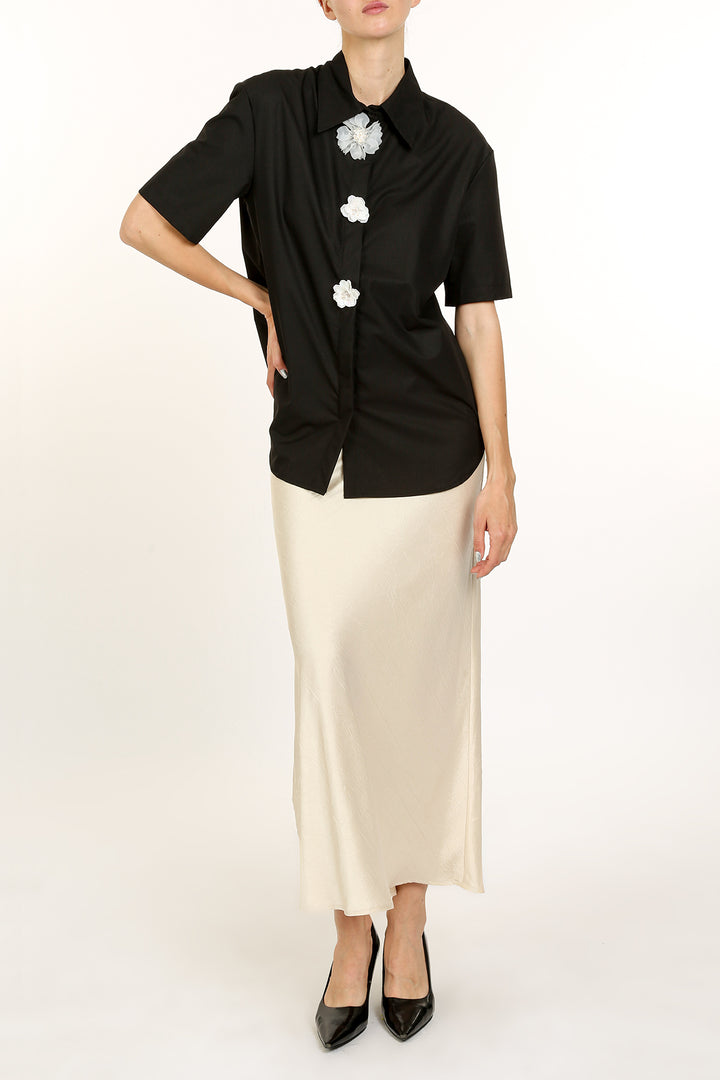 Jill Embellished Floral Applique Blouse - Shop Beulah Style
