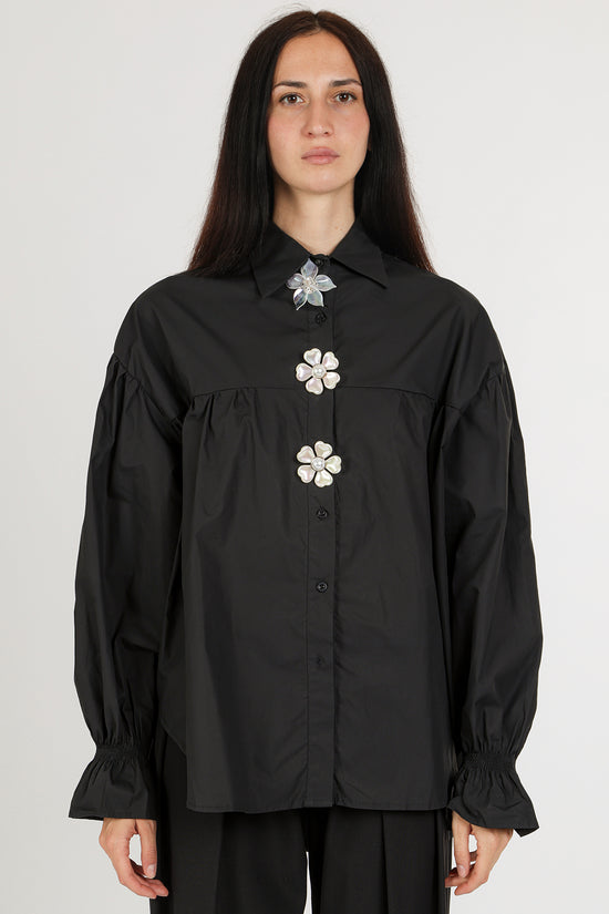 Alice Multi-Floral Applique Puff Smocked Blouse