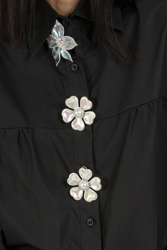 Alice Multi-Floral Applique Puff Smocked Blouse
