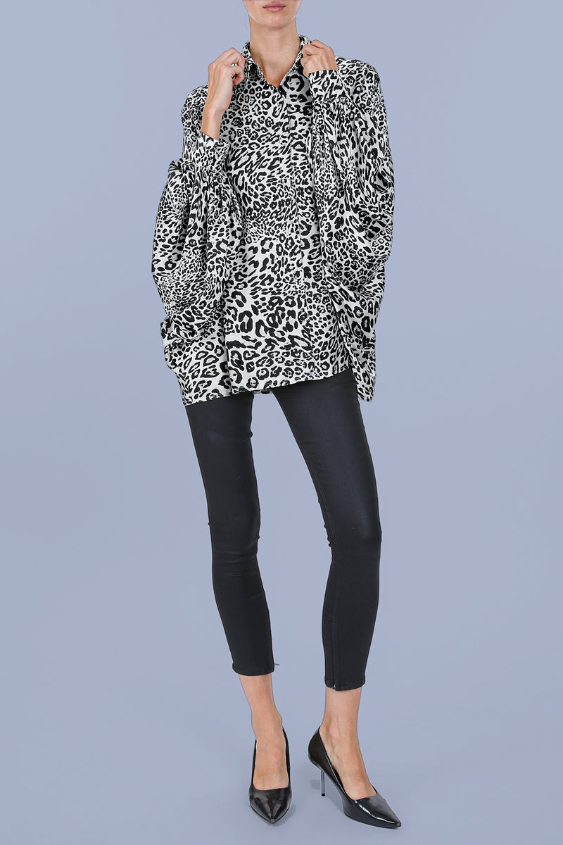 Bellamy Leopard Printed Satin Blouse