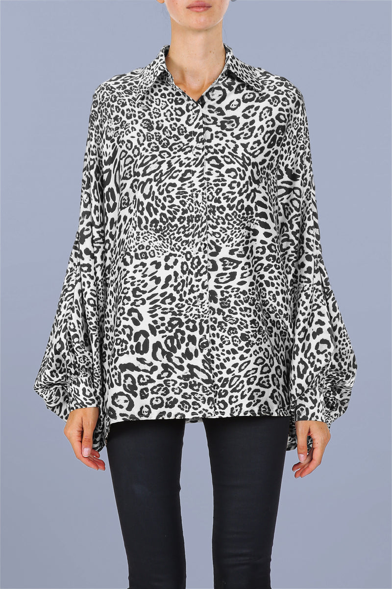 Bellamy Leopard Printed Satin Blouse