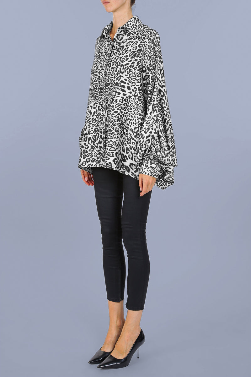 Bellamy Leopard Printed Satin Blouse