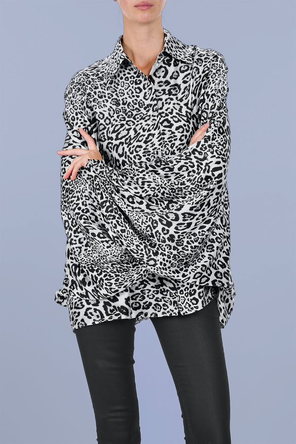 Bellamy Leopard Printed Satin Blouse