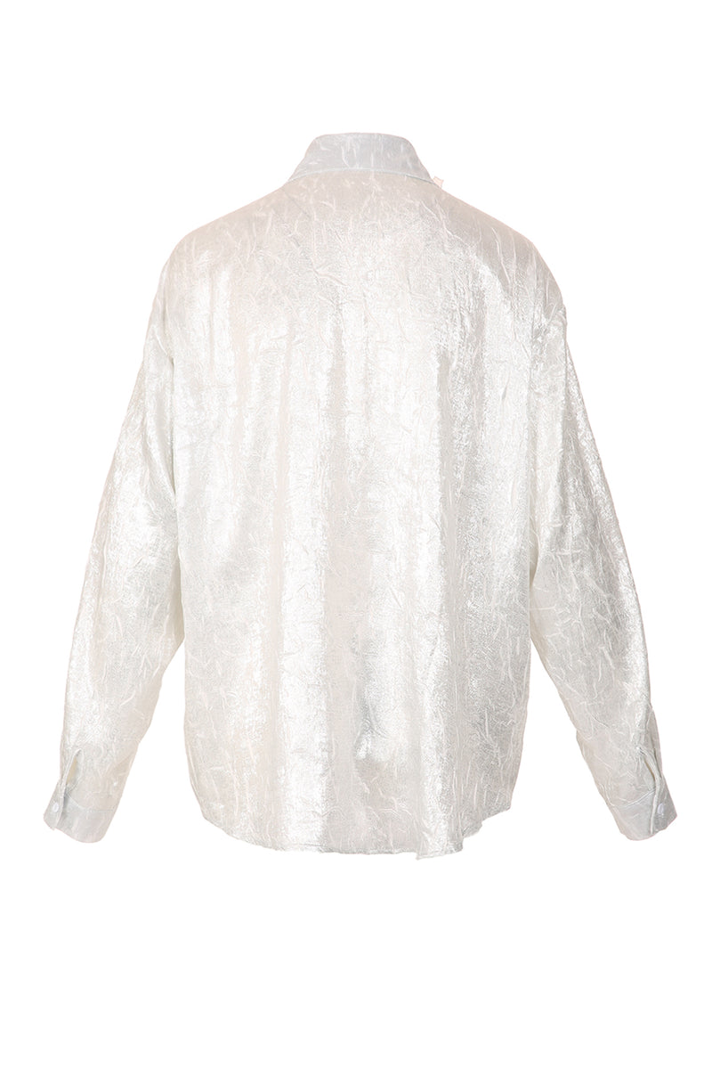 Denny Glossy Crinkle Textured Embellished Blouse - Shop Beulah Style