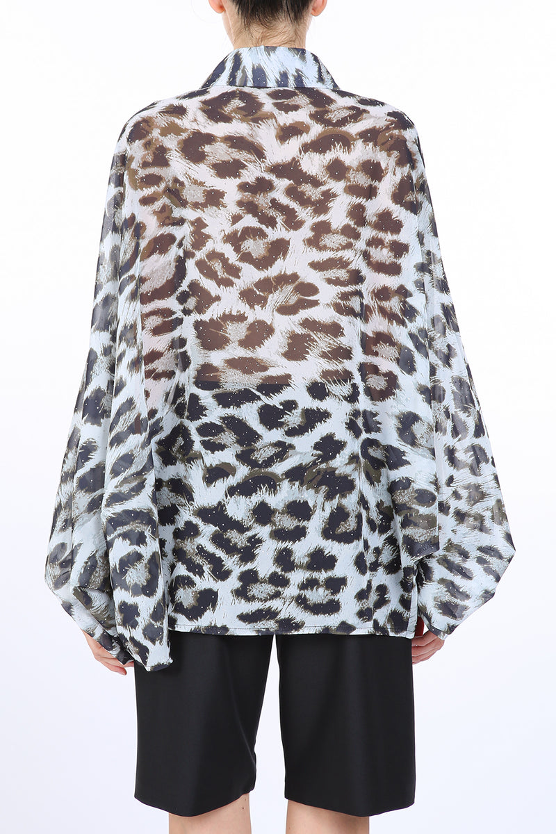 Chelsea Embellished Leopard Print Chiffon Blouse - Shop Beulah Style