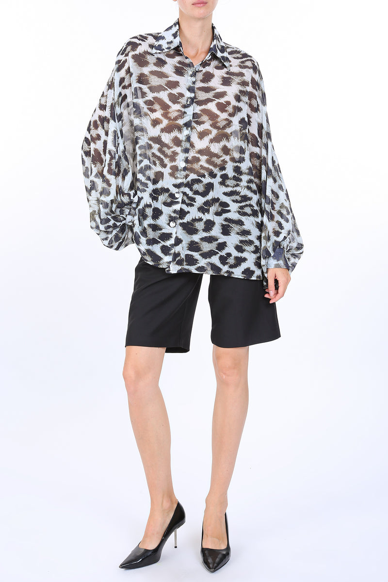 Chelsea Embellished Leopard Print Chiffon Blouse - Shop Beulah Style