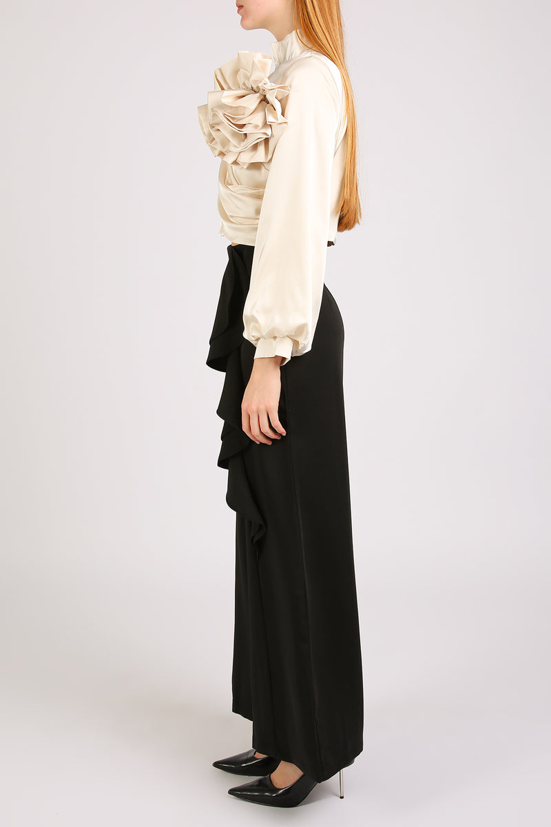 Maggie Volume Ruffled Corsage Wrap Blouse