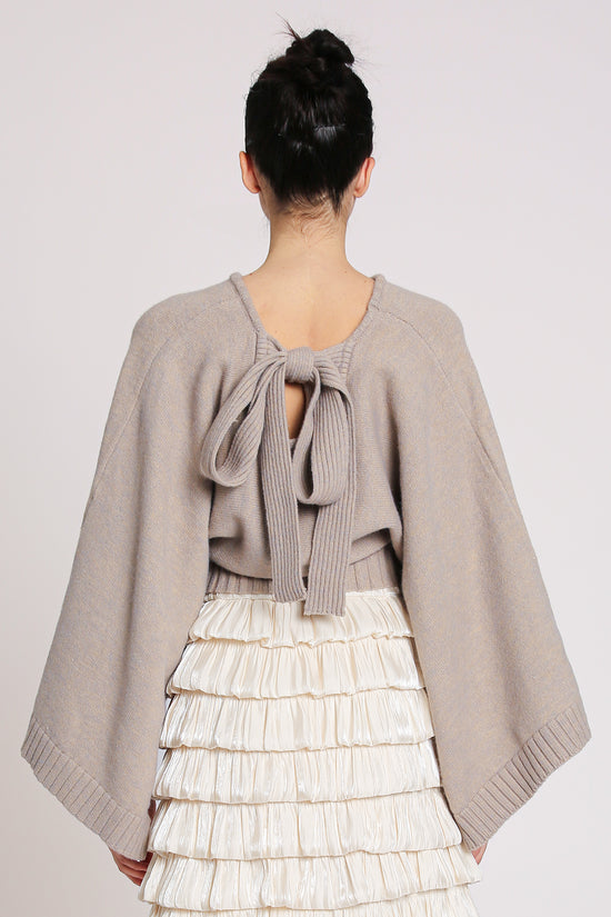 Ariel Ribbed High Gauge Knit Crop Cape Sweater