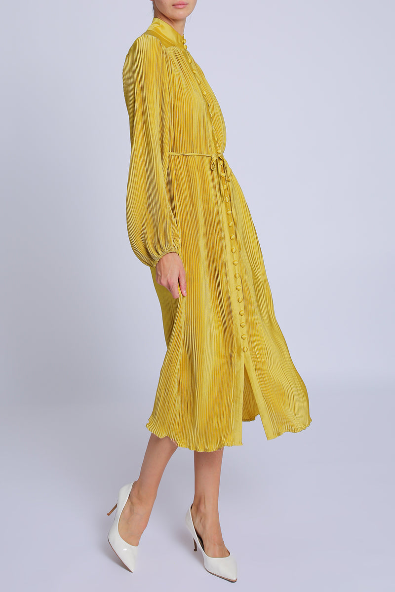 Adalynn Satin Belted Pleat Maxi Dress - Shop Beulah Style