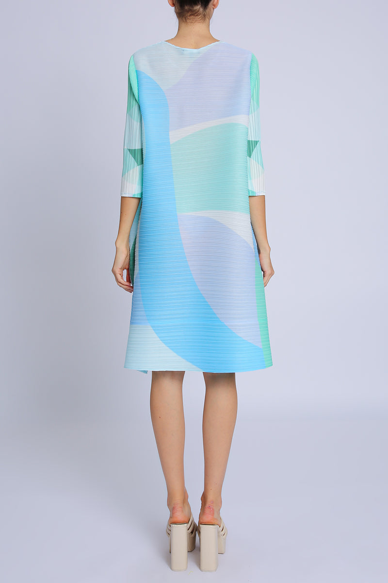 Brooklyn Modern Geometric Printed Pleat Midi Dress - Shop Beulah Style