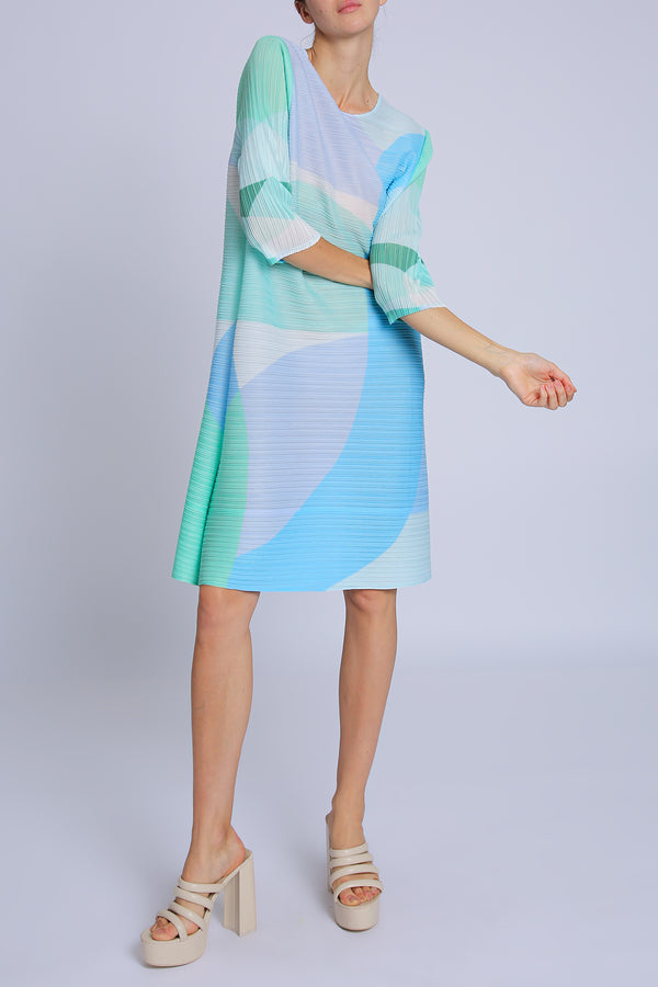 Brooklyn Modern Geometric Printed Pleat Midi Dress - Shop Beulah Style