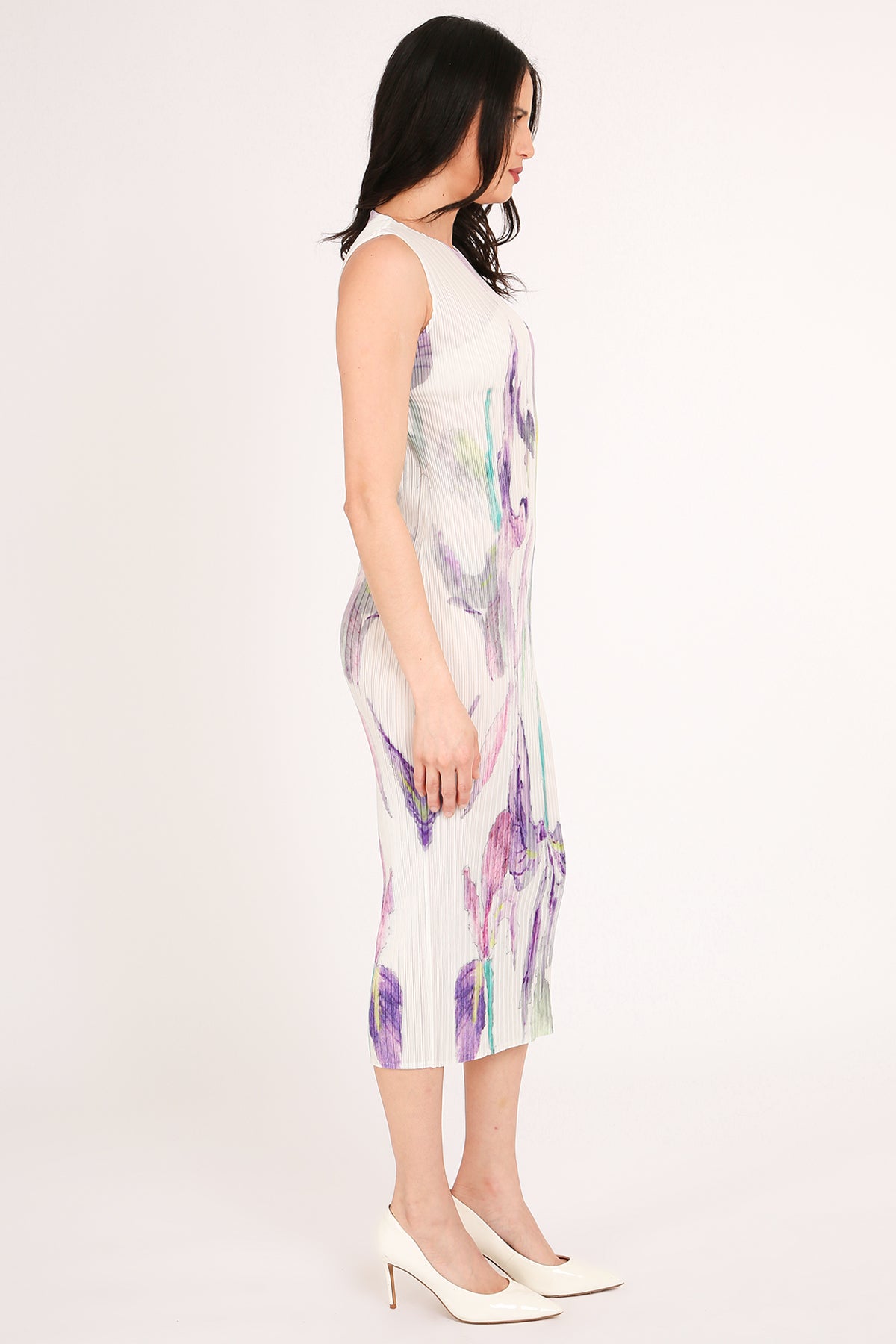 Brooke Floral Printed Pleat Sleeveless Midi Dress - Shop Beulah Style