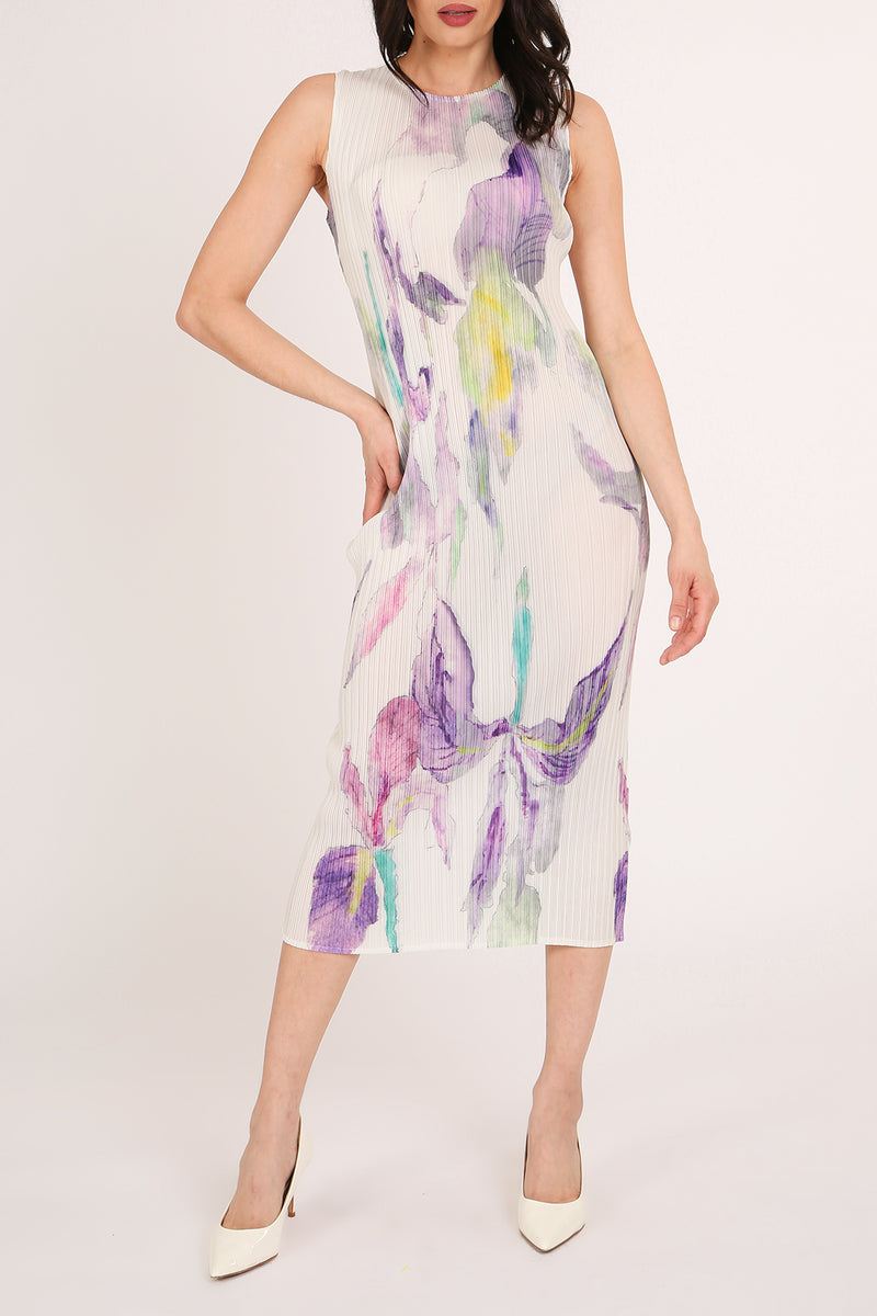 Brooke Floral Printed Pleat Sleeveless Midi Dress - Shop Beulah Style