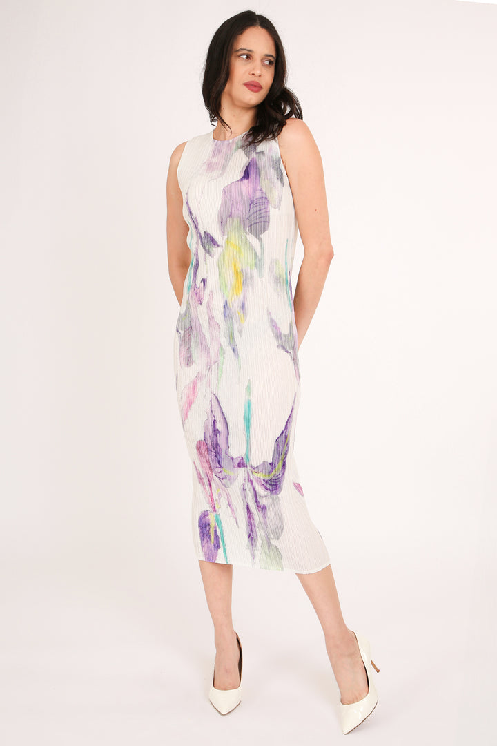 Brooke Floral Printed Pleat Sleeveless Midi Dress - Shop Beulah Style