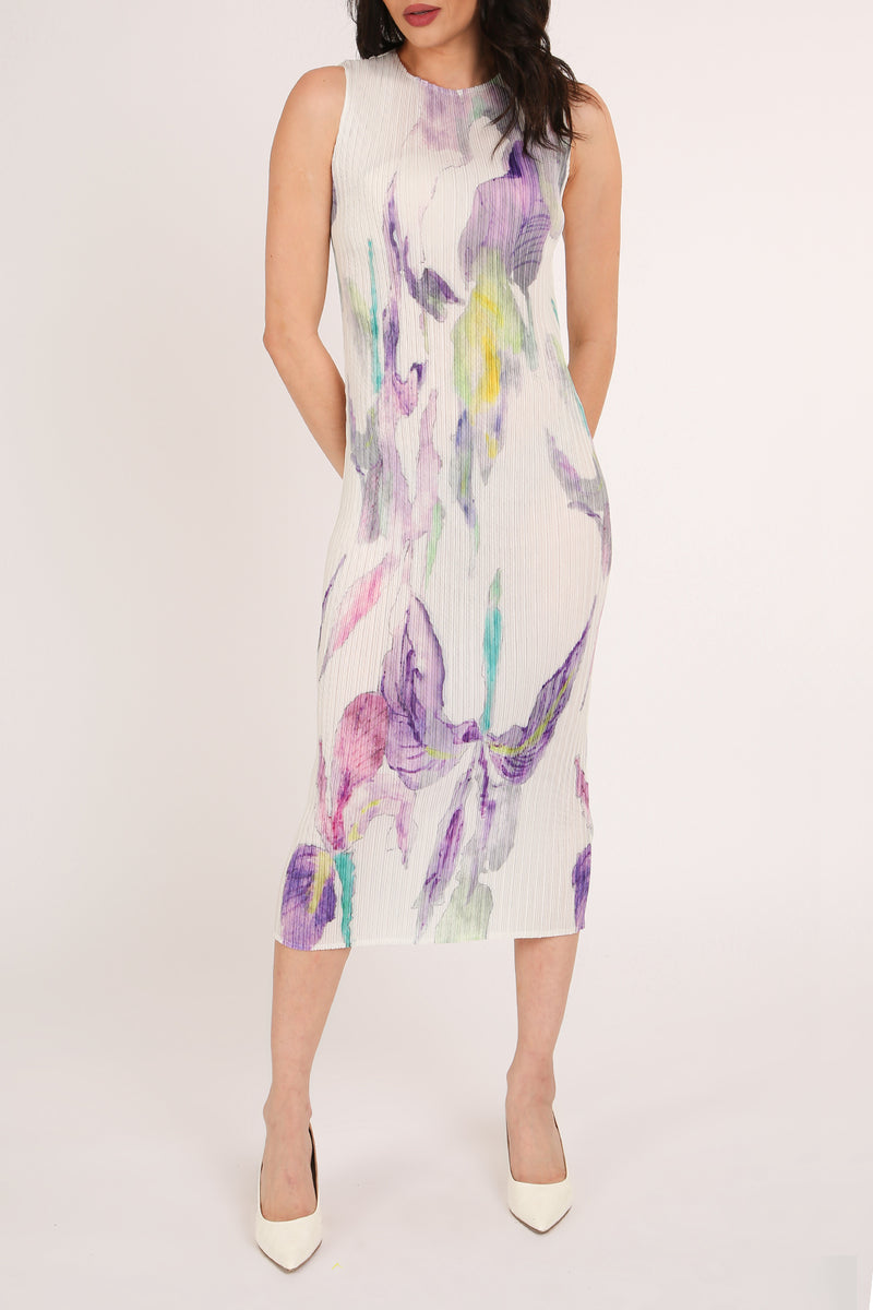 Brooke Floral Printed Pleat Sleeveless Midi Dress - Shop Beulah Style