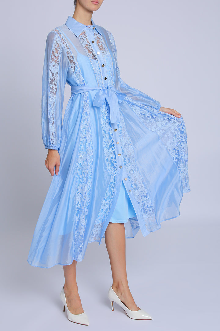 Allure Lined Floral Embroidered Lace on Sheer Midi Dress - Shop Beulah Style