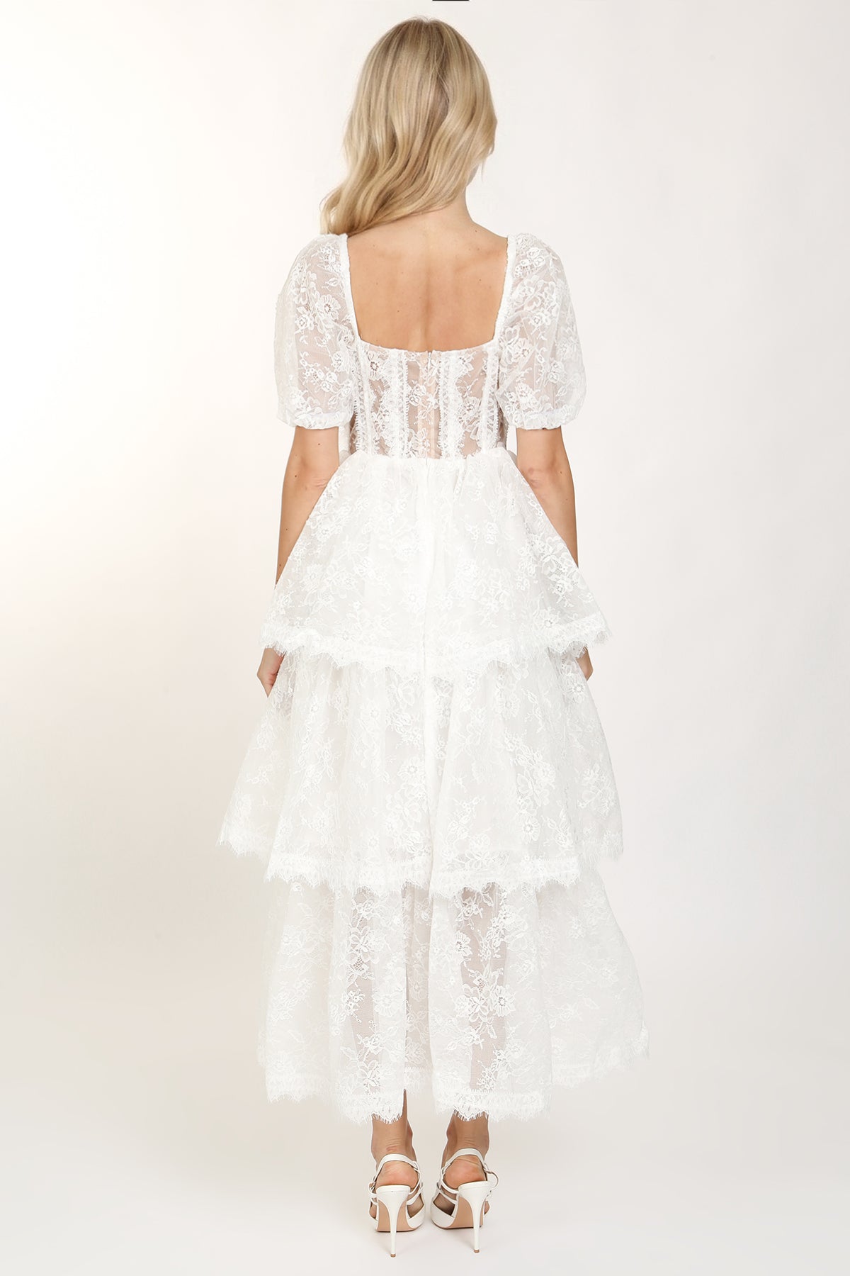 Sana Embroidered Mesh Sweetheart Tiered Maxi Dress - Shop Beulah Style