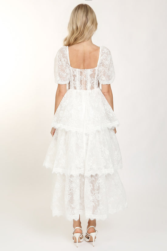 Sana Embroidered Mesh Sweetheart Tiered Maxi Dress - Shop Beulah Style
