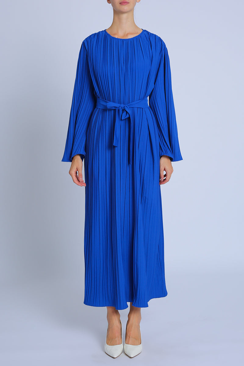 Sonia Belted Accordion Pleat Flared Maxi Dress - Shop Beulah Style