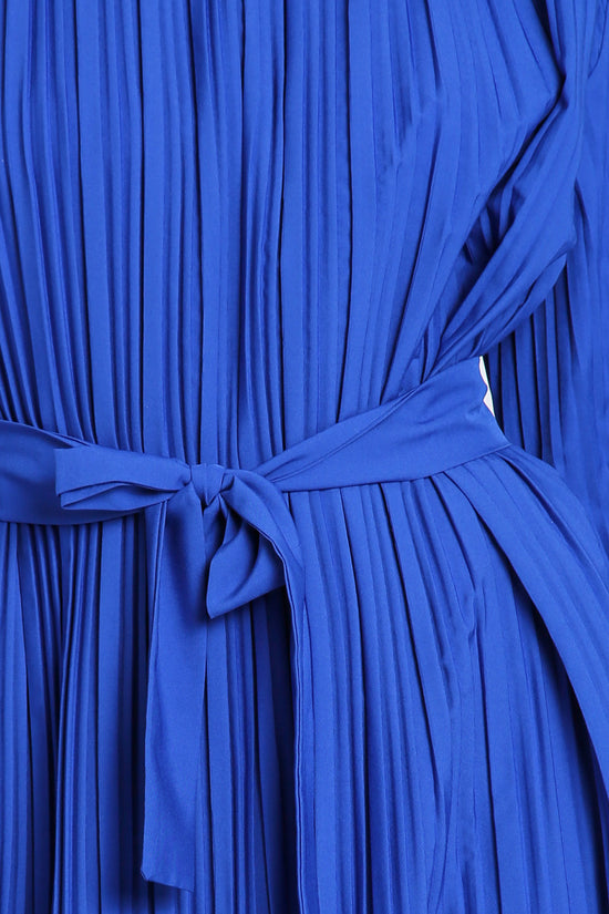 Ned Belted Accordion Pleat Flared Maxi Dress