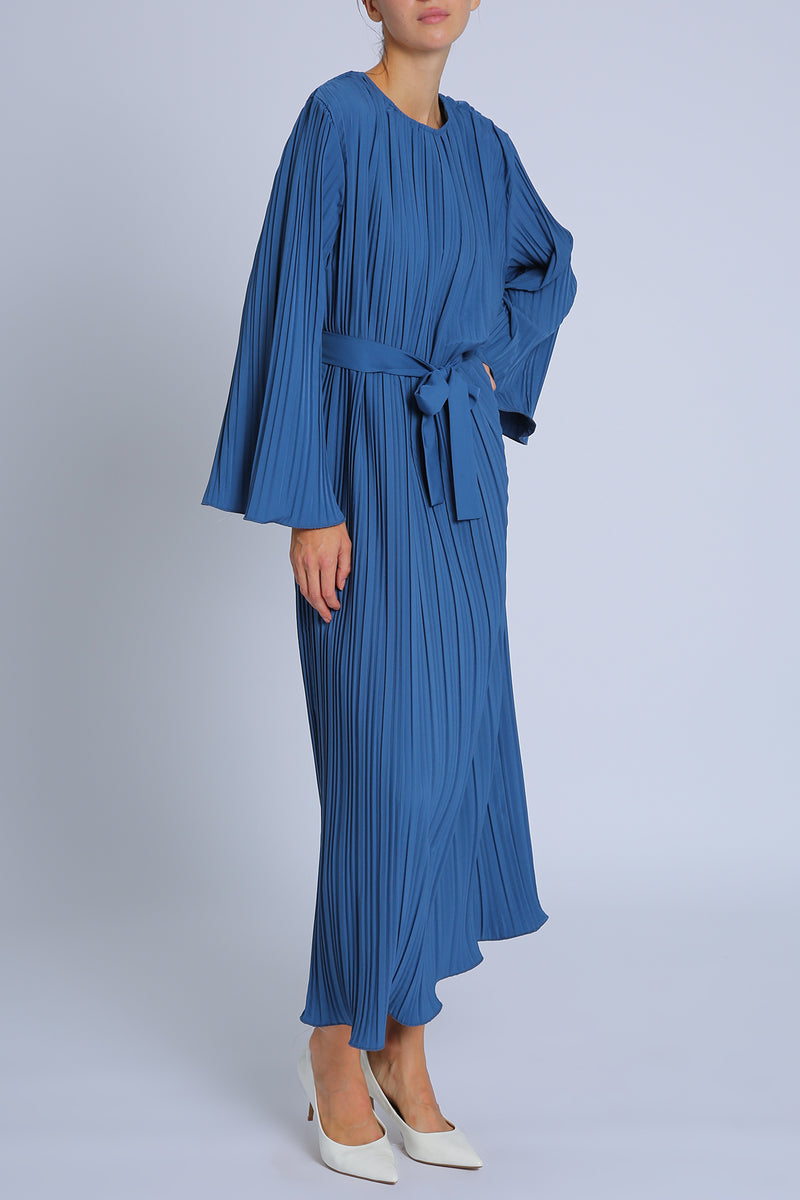 Sonia Belted Accordion Pleat Flared Maxi Dress - Shop Beulah Style