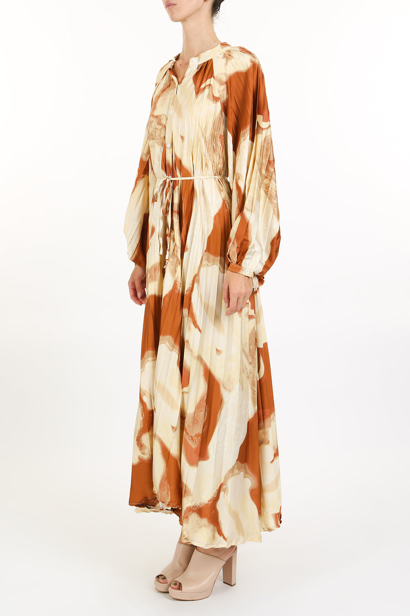 Sara Abstract Print Pleat Belted Maxi Dress - Shop Beulah Style