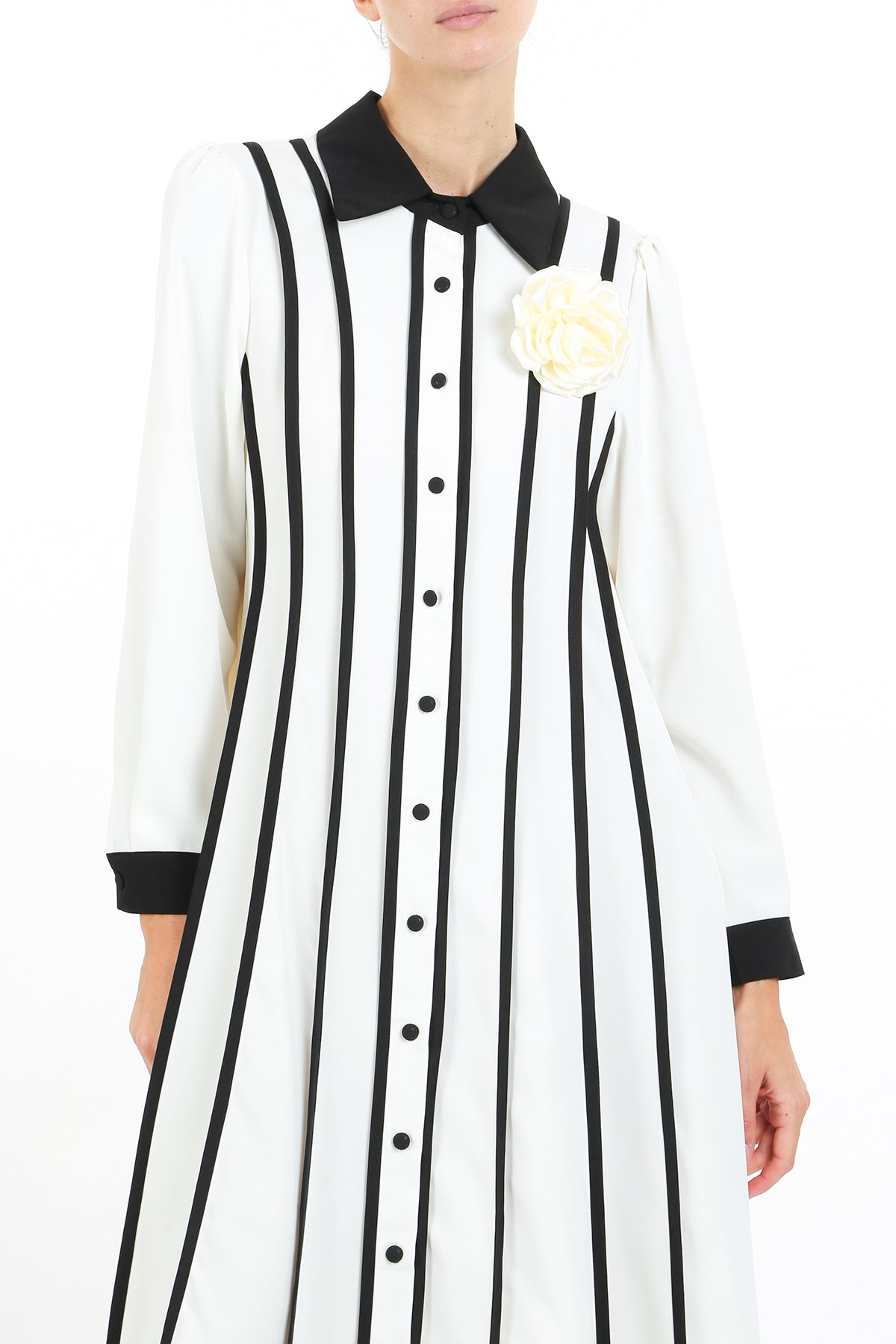 Rhett Floral Applique Contrast Stripe Midi Shirt Dress | Shop Beulah Style