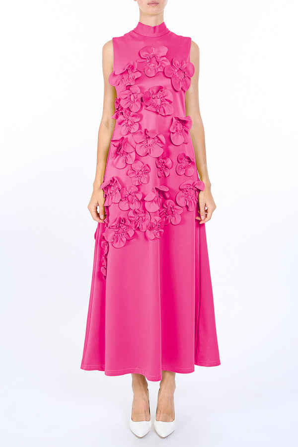 Clayton Volume Floral Applique Detail Maxi Sheath Dress - Shop Beulah Style