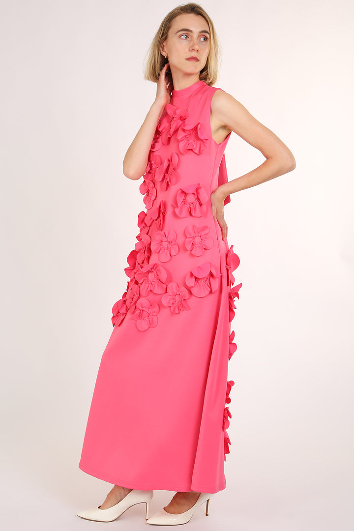 Nina 3D Floral Applique Detail Maxi Sheath Dress - Shop Beulah Style