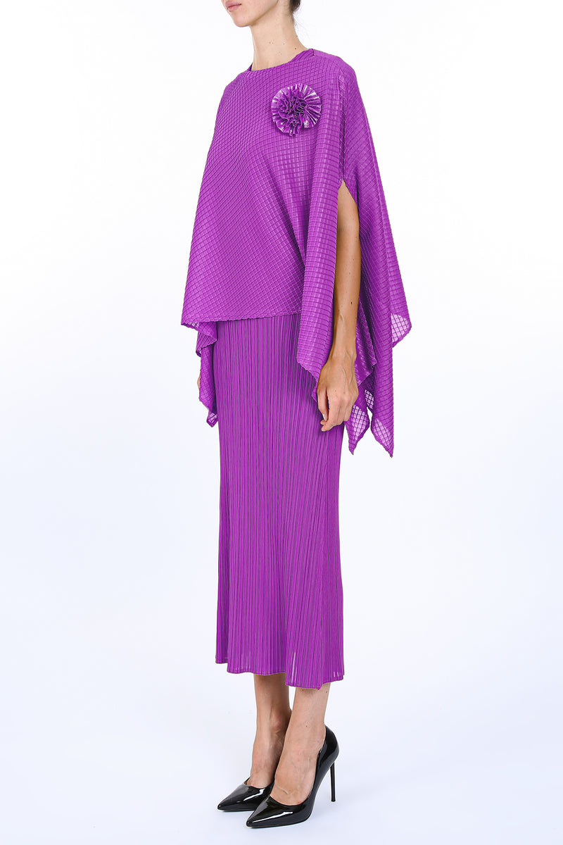 Alden Flower Corsage Detail Pleats Shawl & Maxi Dress - Shop Beulah Style