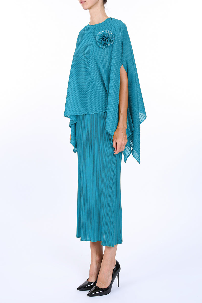 Alden Flower Corsage Detail Pleats Shawl & Maxi Dress - Shop Beulah Style