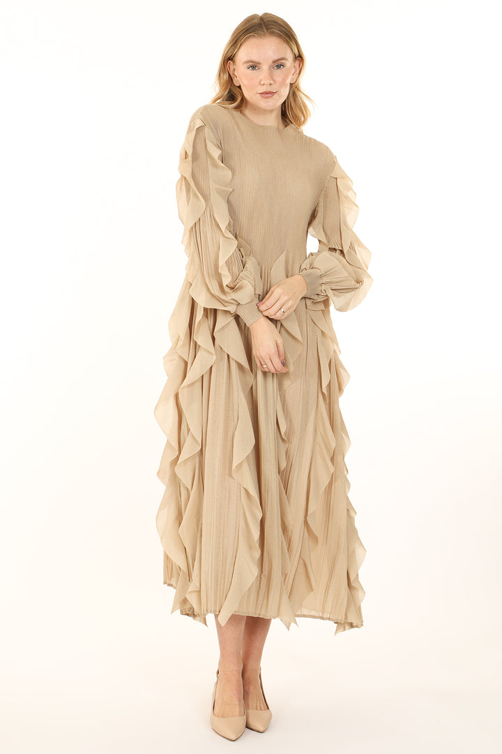 Brian Ruffled Detail Pleats Maxi Dress - Shop Beulah Style