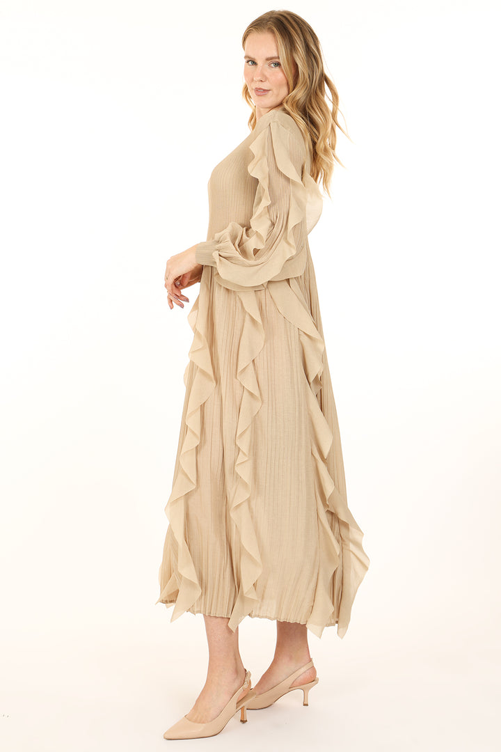 Brian Ruffled Detail Pleats Maxi Dress - Shop Beulah Style