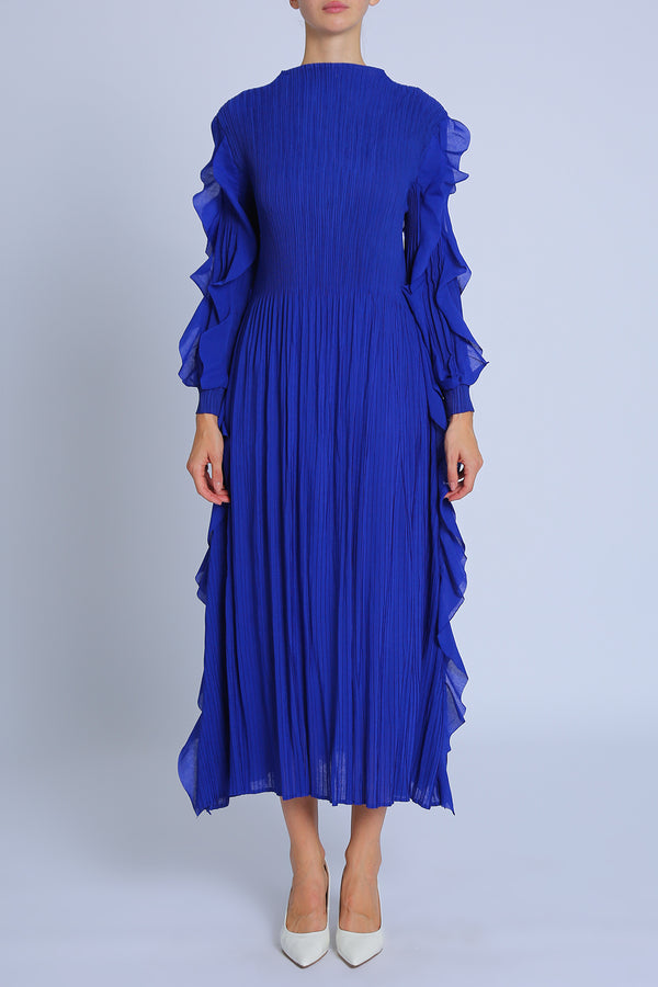 Avery Ruffled Detail Pleats Maxi Dress