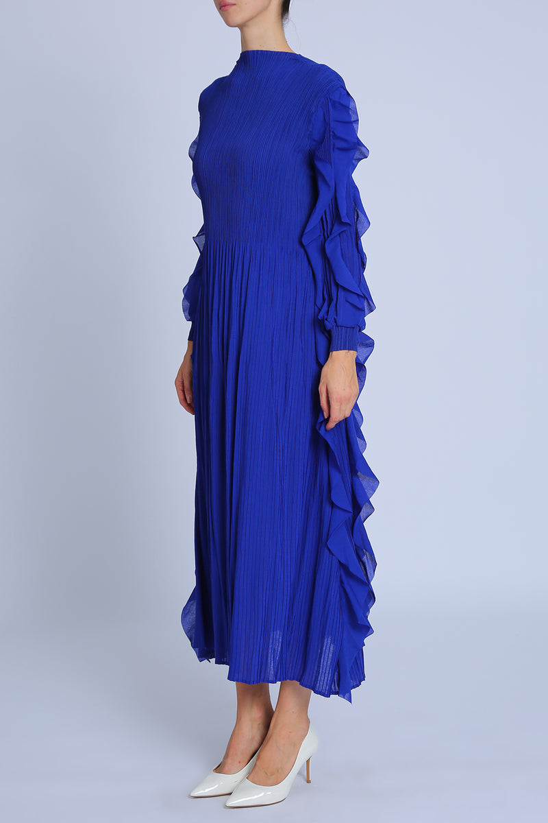 Avery Ruffled Detail Pleats Maxi Dress