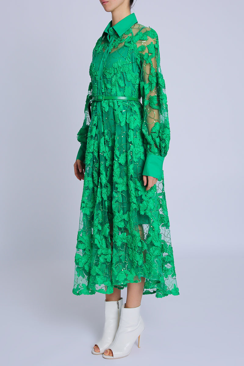 Darwin Floral Embroidered on Sequined Mesh Maxi Dress