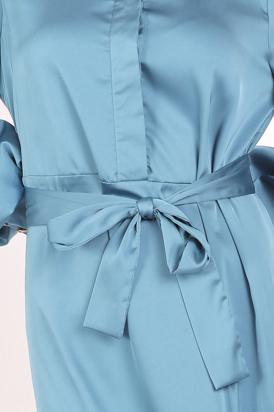 Kas Satin Belted Asymmetrical Hi-Low Hem Maxi Dress - Shop Beulah Style