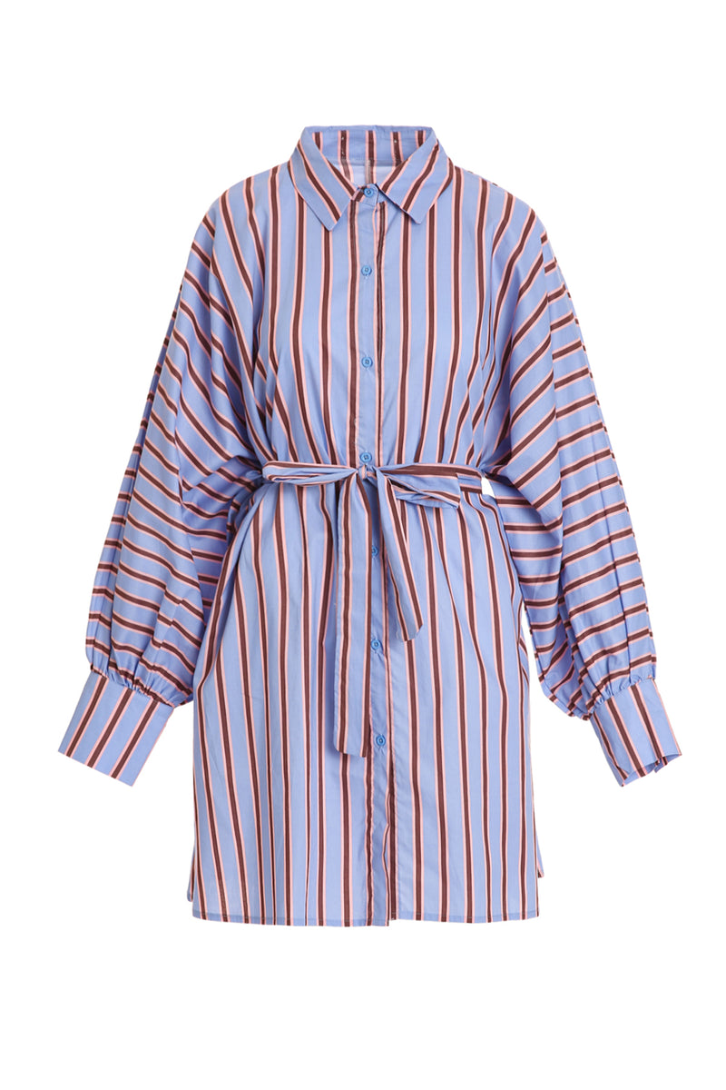 Warren Contrast Striped Pattern Midi Shirt Dress - Shop Beulah Style