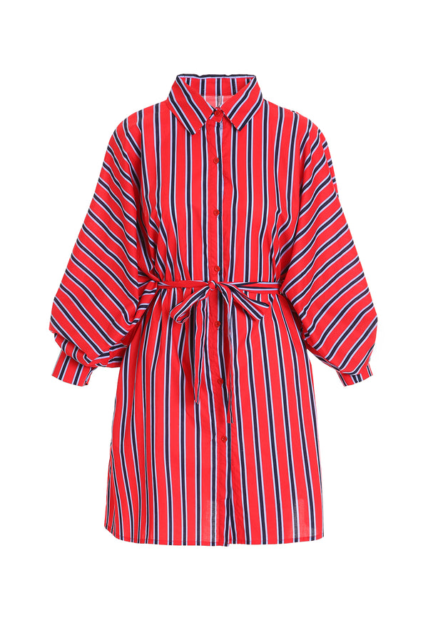 Warren Contrast Striped Pattern Midi Shirt Dress - Shop Beulah Style