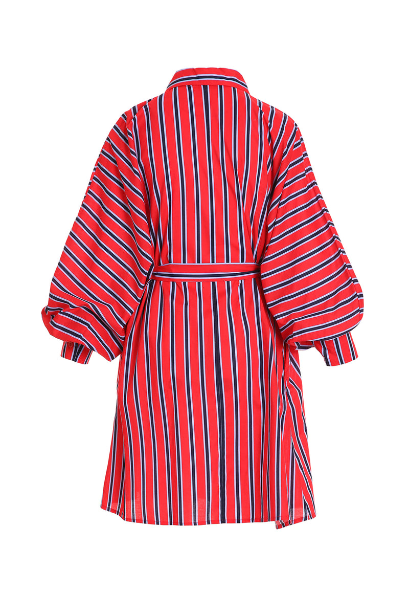 Warren Contrast Striped Pattern Midi Shirt Dress - Shop Beulah Style