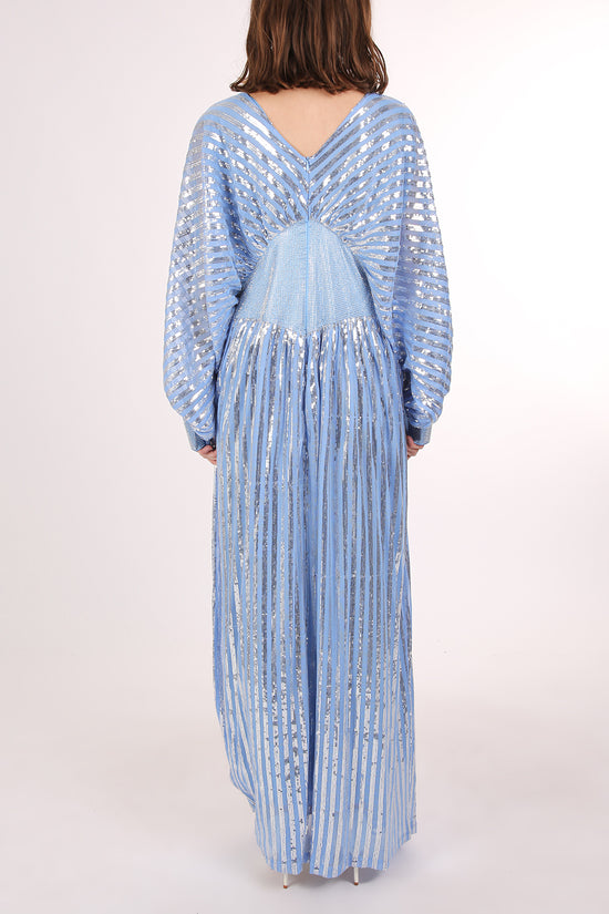 Warren Multi Embellished V-Neck Mesh Slit Maxi Dress - Shop Beulah Style
