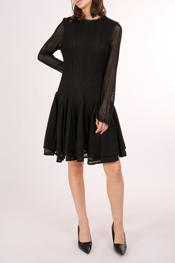 Bellamy Embroidered Mesh Ruffled Hem A-Line Mini Dress - Shop Beulah Style