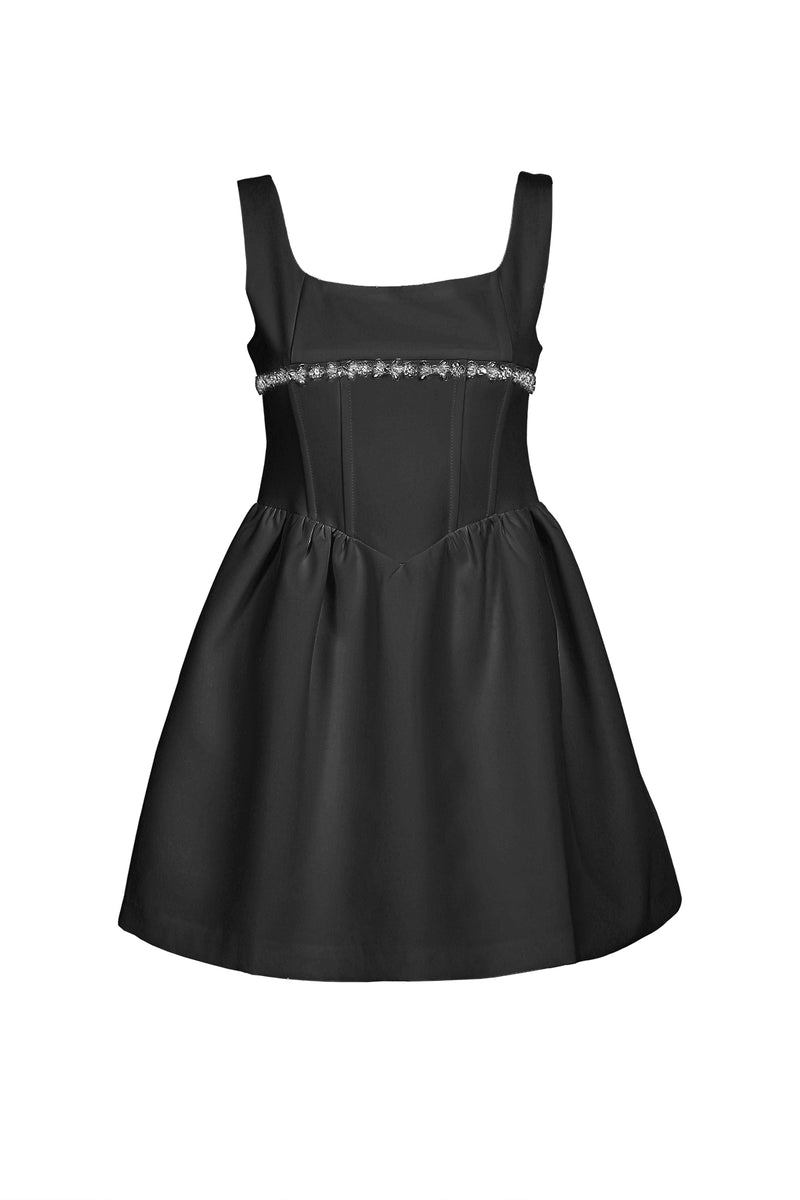 Barbara Embellished Trim A-Line Sleeveless Mini Dress