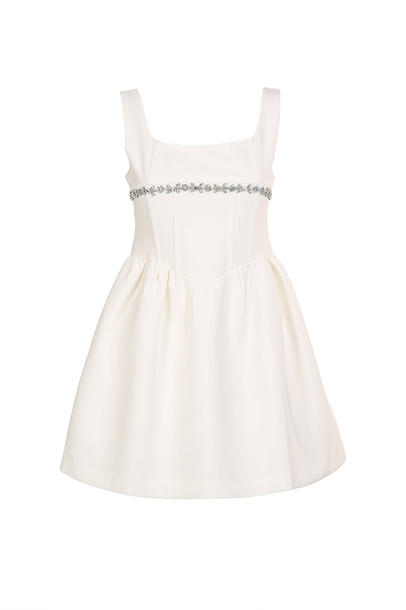 Barbara Embellished Trim A-Line Sleeveless Mini Dress